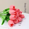 Single bundle of deep pink PU artificial tulips for elegant home tabletop decoration - Affectionate Pink