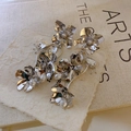 Detail of silver floral earrings featuring baroque pearls and textured petals on a vintage background - 925 Sterling Silver Earring Post Style (35#)
