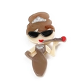 Chic acrylic Audrey Hepburn pop art brooch pin for women with vintage aesthetic - Water-washed Coffee