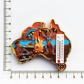 Australia map resin fridge magnet with kangaroo relief and built-in thermometer - Aboriginal Map Thermometer
