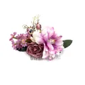 Bohemian floral hair comb with purple peony, dark red roses and silver metal pin - FS43-2 Purple
