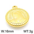 Golden Virgin Mary round pendant in vintage style with 16mm width and 3g weight - Gold Virgin Mary 16mm (KLJ4882-Z)