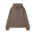 Brown hooded sweatshirt set with drawstring kangaroo pocket in heavy knit fabric - XS / Tops / Camel