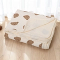 Soft multi-layer cotton baby blanket with cute brown bear prints on a cream background - 100*120CM / Beige Brown Bear (Style 5)