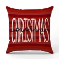 Housse de coussin de Noël rayée rouge et rouge foncé avec imprimé Merry Christmas - Rayures Rouges Merry Christmas