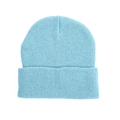 Berretto classico in maglia acrilica celeste con risvolto a coste per l'inverno - Taglia unica(56-58cm) / Azzurro
