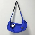 Bright blue gym sports bag with adjustable shoulder strap and cute panda plush keychain - Blue + Panda