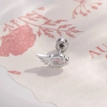 Silver angel wing cartilage piercing with pink cubic zirconia and flat back screw - Right Side (Single) / Pink