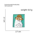 Cartoon white cat enamel pin with bucket hat and sunglasses measuring 3.1cm by 2.7cm - Cat with Sunglasses & Hat