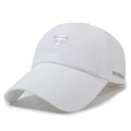 White baseball cap with laser-cut ventilation holes and silver geometric logo detail - Adjustable / White