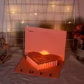 3D pop-up greeting card with glowing I Love You heart design and recording function - Pink Recordable Light-up Card