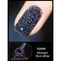 Macro shot of midnight blue glitter nail polish SZ009 showing high density sparkle detail - 8ml / Midnight Blue SZ09
