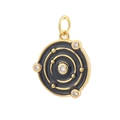 Detail of 18K gold-plated round evil eye charm with black enamel and zircon stones - 03-Universe Galaxy