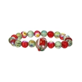 Macro shot of faceted red and green beads with a Santa hat charm on Christmas bracelet - 10MM Christmas Hat Faceted Bead