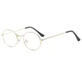 Classic oval vintage sunglasses with gold metal frame and black temple tips - Gold Frame White Lens