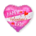 Pink heart foil balloon with Happy Valentine's Day print for romantic party decor - 18 Inch Heart Happy Valentine's Day B1250