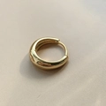 Minimalist gold-finished hoop earrings on beige silk texture backdrop for women - 14mm Pair / Gold