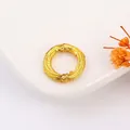 Golden bead ring with textured surface on white ceramic plate, elegant sand gold finish - 4# Sand Gold Dragon & Phoenix