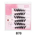 Self-adhesive cluster eyelashes B70 black segment lashes in pink cartoon packaging - Glue-Free Model B70