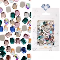 Rectangle nail art rhinestones set in mixed colors including emerald and AB aurora tones - #11 Flat Octagon