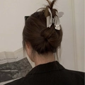 Close-up of a large silver butterfly hair claw clip for elegant women styling - 7# Silver Simple Butterfly Alloy Hair Claw