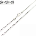 Collana a catena a corda ritorta d'argento in acciaio inossidabile con chiusura a moschettone - 3mm / Color Acciaio / 50cm