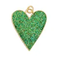 Golden heart charm with shimmering green hexagon glitter inlay for DIY jewelry making - Green Glitter Heart Style (K108283M1-Green)