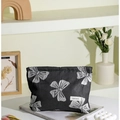 Draagbare zwarte make-uptas met strikpatroon en duurzame stoftextuur voor op reis - Franse Jacquard Strik / Groot / Zwart