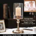 Small gold metal candle holder with glass shade and white candle, 27cm elegant home decor - Small (With 5*5cm Candle) / Dreamy Gold