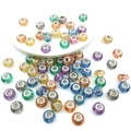 Colorful large hole beads with glitter interior for DIY snake chain bracelet charms - Mixed 10 Fine Glitter Beads