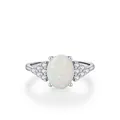 Eleganter S925 Sterlingsilber Ring mit ovalem Opal und funkelnden Zirkoniasteinen - US Größe 5 / 925 Silber (Ovaler Opal)