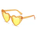 Fashionable heart-shaped orange glitter sunglasses with yellow lenses and metal hinges - Glitter Yellow Frame Yellow Lens
