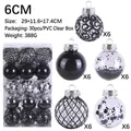 Set da 30 palline di Natale da 6 cm nere e trasparenti con diverse finiture e decorazioni - Nero