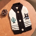 Cardigan in maglia per animali con motivi cactus, mostri e bottoni in legno - Taglia S / Cactus