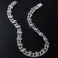 Men's hip hop silver Cuban link chain necklace with iced out skull charms and diamonds - Necklace (50cm) / Silver