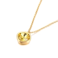 Elegant 13mm cushion-cut yellow zircon pendant with golden necklace chain for women - Yellow (KN84660-GC)