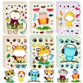 6-pack of DIY animal face-changing puzzle stickers featuring monkeys and tigers for kids - Cartoon Facial Features Style (T01041018)