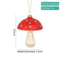 Red glass mushroom ornament with colorful glitter dots and gold hanging string - Mushroom Ornament