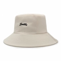 Beige bucket hat with Seattle letter embroidery in durable cotton for casual outdoor style - Light Beige