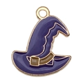 Purple wizard hat enamel pendant with gold trim for Halloween DIY jewelry making - 1pc Purple Wizard Hat (20x17mm)
