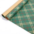 3M roll of dark green plaid kraft paper for Christmas gift wrapping with red accents - Green Checkered