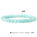 Detail view of 6mm light blue natural stone beads with 19cm inner bracelet length - Light Blue Agate Style (FD6806) / 6mm/19cm