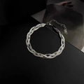 Three-strand silver snake bone chain necklace with lobster clasp and extension - E95 Three-Strand Criss-Cross Silver Bracelet