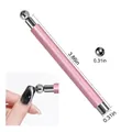 Pink magnetic wand for cat-eye nail art featuring dual silver magnetic tips - Glossy Pink Double Wand + 8mm Ball Magnet