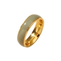 Minimalist 6mm gold plated ring with smooth grey enamel inlay for men and women - US 6 / Gold with Light Green