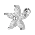 Elegante orecchino a fiore con zirconi marquise e chiusura a vite in finitura argento - 9# Fiore Marquise / Color Acciaio