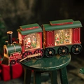 Tren de Navidad con bola de nieve, Papá Noel y luz LED en rojo y verde clásico - Tren de dos secciones