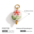 18K gold plated stainless steel floral pendant charm with white enamel flower design - PJ92708-Flower Enamel Charm