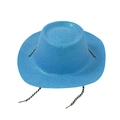 Blauer Glitzer-Cowboyhut für Partys mit funkelndem Finish und verstellbarem Band - Einheitsgröße / Blau