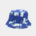 Reversible blue bucket hat with cute whale patterns for sun protection outdoors - Blue White Whale